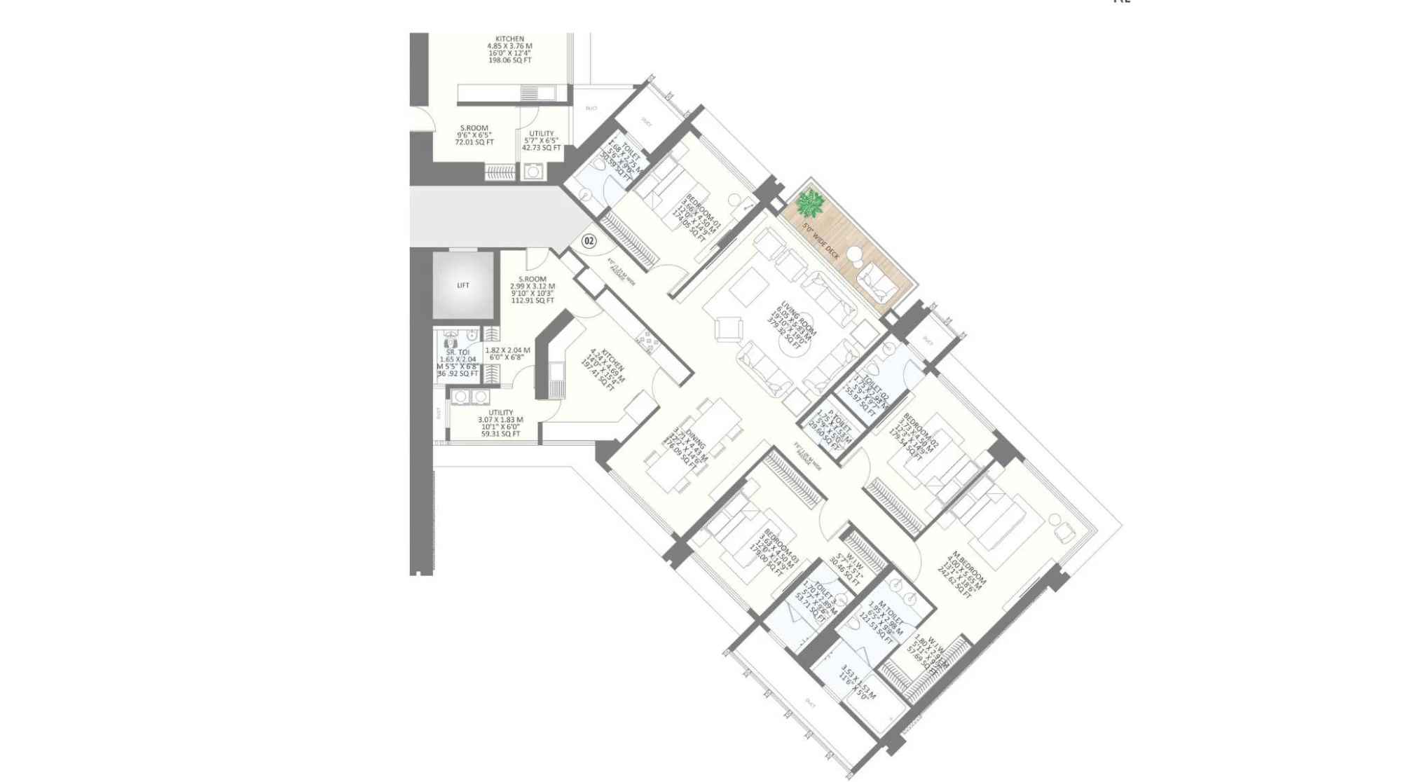 25-South-Floor-Plan-North-Tower-4-BHK-2486-Sqft