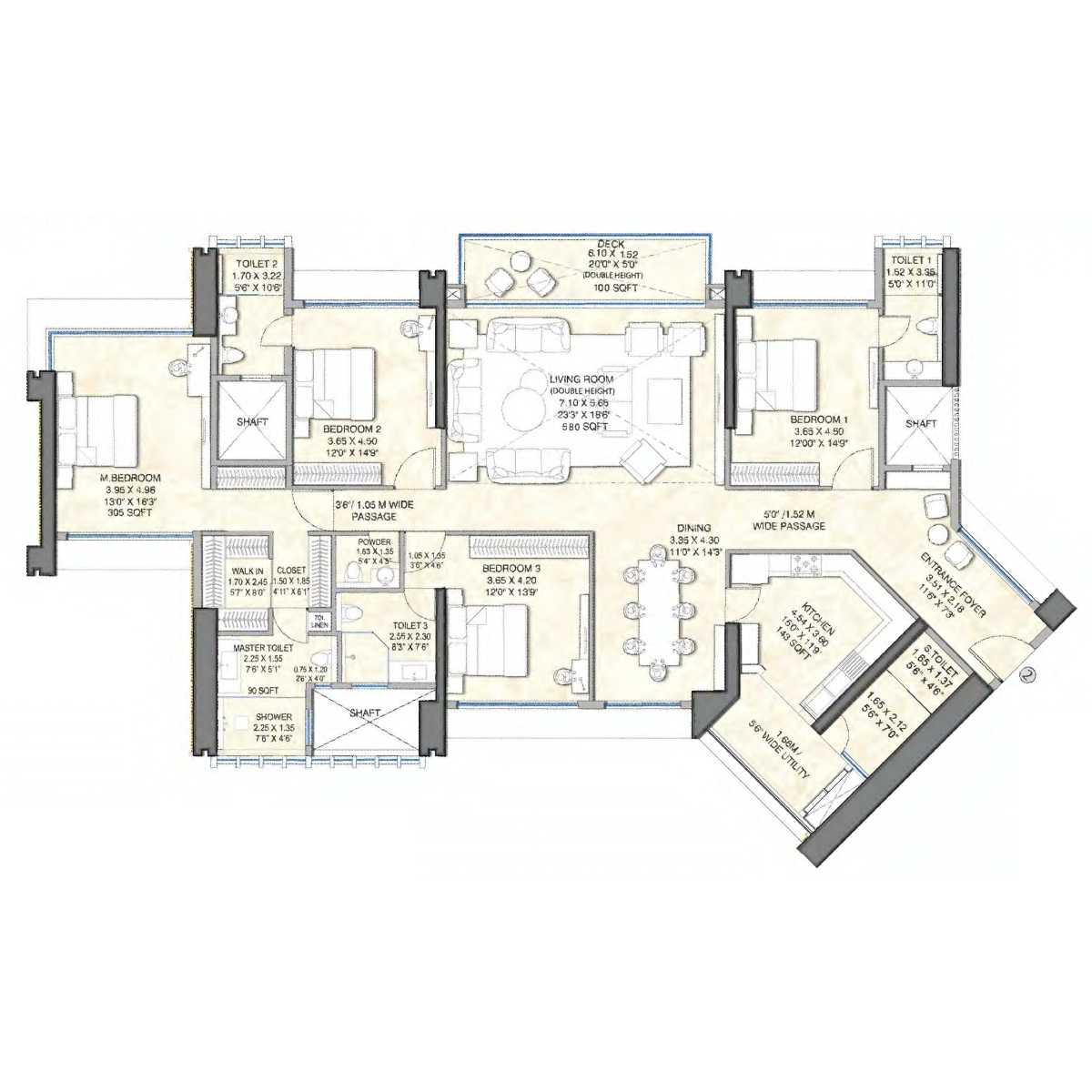 25-South-Floor-Plan-South-Tower-4-BHK-(With-Double-Height-Living-Room7-Deck)-Apartment-No-2-2495-Sqft